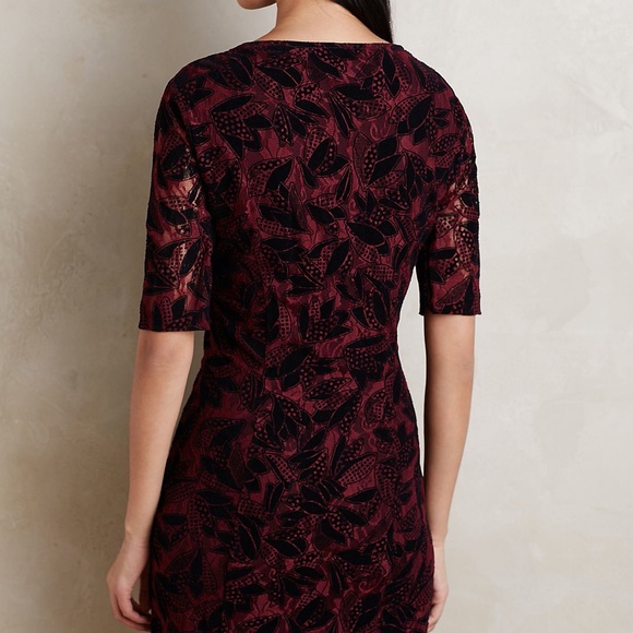 Anthropologie Maeve Elorn Dress Wine & Black Lace - Picture 2 of 10